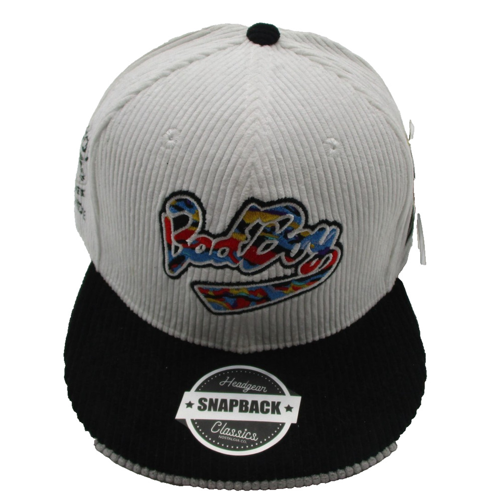 Notorious BIG Bad Boy Records Headgear Classics Hat Snap Back Men White Corduroy